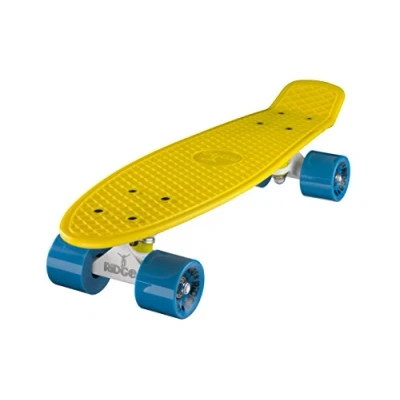 Afbeelding van Ridge Skateboard 55cm Mini Cruiser Retrostijl: Ltd Edition oksels, compleet U gemonteerd geel wit blauw
