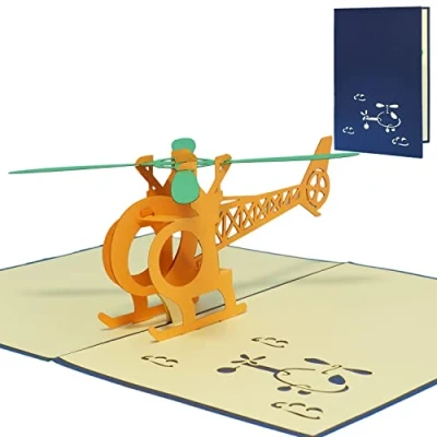 Afbeelding van LIN POP UP 3D wenskaart Helikopter (#148)