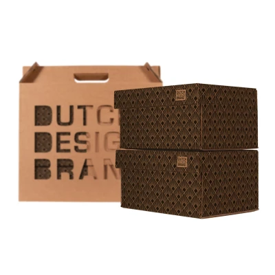 Afbeelding van Dutch Design Brand Opbergbak Storage Box Small Set Van 2 Karton Art Deco Night Sky 27,8x20,6x14cm