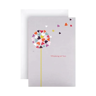 Afbeelding van Hallmark Wenskaart &quot;Thinking of You Here For You&quot; (in het Engels), middelgroot, smal formaat liefdesharten M