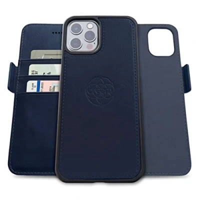 Afbeelding van Dreem Fibonacci iPhone 13 Pro Max Portemonnee Hoesje / 2 in 1 Schokbestendig MagSafe Compatibel en Afneembaar Luxe Vegan Lederen Folio met RFID Kaartbescherming Multi Standaard [Koninklijk]