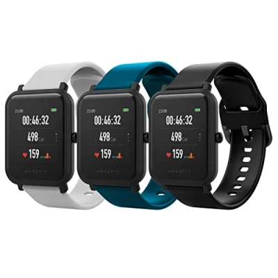 Afbeelding van MoKo 3 Pack Straps Compatible with Amazfit Active/GTS 4/4 Mini/GTS 3/GTS/GTS 2/2 Mini/2e/Bip 3/3 Pro/Bip Lite/Bip S/U/U Pro/GTR 42mm/GTR Mini, 20mm Soft Silicone Replacement Sport Watch Band, G+DB+B