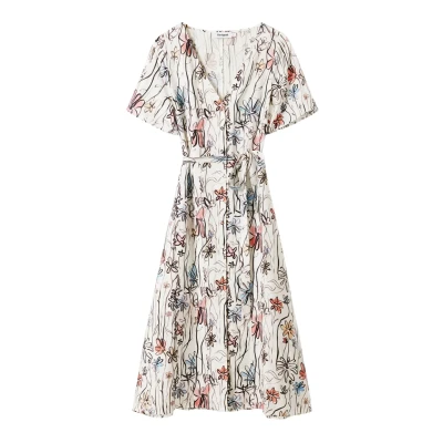 Afbeelding van Desigual Camisero Jurk, Dames, Maat: Small, White