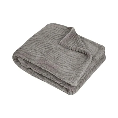 Afbeelding van stof Textiles Plaid / bankdeken bedsprei Columbia grijs 180 x 220 cm zachte polyester 2 persoons