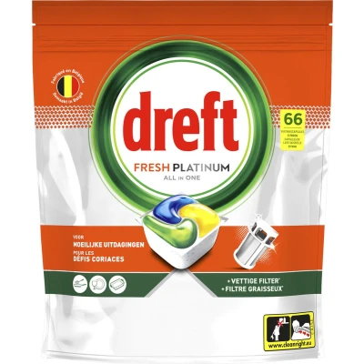 Afbeelding van Dreft Platinum All In One Vaatwastabletten Citroen 66 stuks