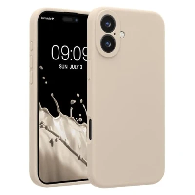 Afbeelding van kwmobile telefoonhoesje geschikt voor Apple iPhone 16 Plus TPU backcover met siliconen coating Smartphone case in crème