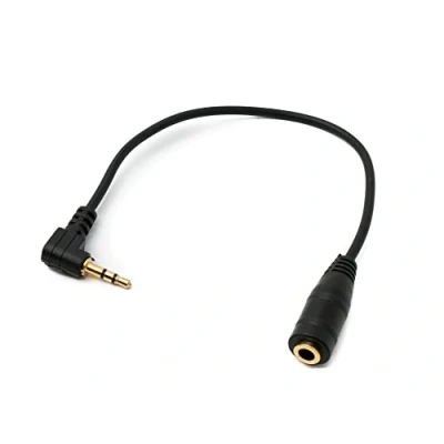 Afbeelding van SYSTEM S Audiokabel 15 cm stereo AUX jack 2,5 mm stekker naar 3,5 hoek zwart