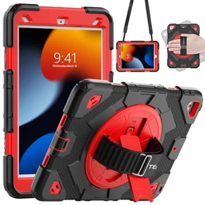 Afbeelding van TECHGEAR SUPE hoesje geschikt voor Apple iPad 10.2&quot; 2021 2020/2019 [9e/8e/7e generatie] &amp; Air 3 10,5 inch stoer robuust zwaar leuk kinderen, jongens, meisjes met standaard, hand en