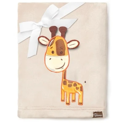 Afbeelding van Be Mammy Warme kinderdeken Knuffel Cadeau voor het kind met 3D applicatie BE20 168 (Beige Giraffen)