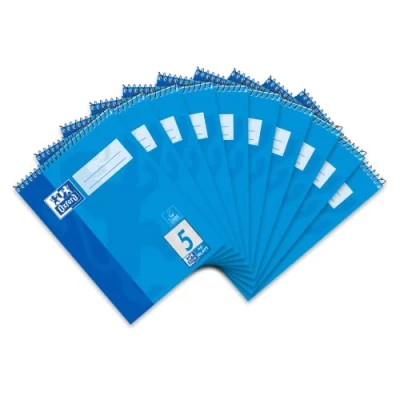 Afbeelding van OXFORD 100050384 schoolblok schoolblad hoofdspiraal notitieblok Gelijnd 5 mm geruit. A5, 10er Pack