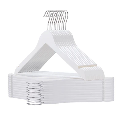 Afbeelding van ACAZA 20 stuks Massief Houten Kledinghangers, met Inkeping en Broeklat, Wit