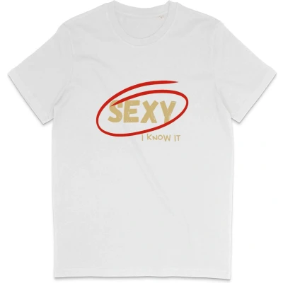 Afbeelding van T Shirt Heren Dames Grappige Tekst: Sexy, I Know It Wit L