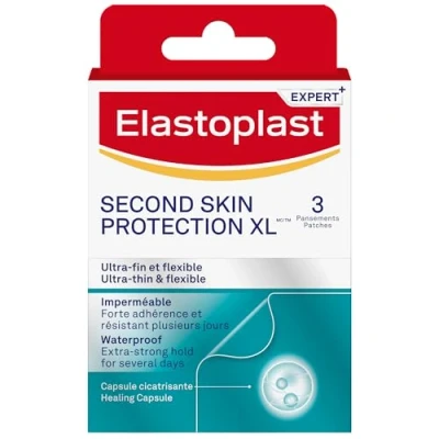 Afbeelding van Elastoplast Tweede huidbescherming, XL hydrocolloïde patches, ultradun en flexibel verbanden voor bescherming behandeling van oppervlakkige wonden, waterdichte pleisters, 3 pleisters