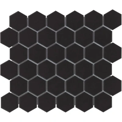 Afbeelding van The Mosaic Factory Barcelona Hexagon Black Glossy 5,1x5,9 cm