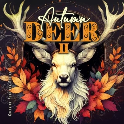 Afbeelding van Autumn Deer Coloring Book for Adults 2: Grayscale Fall Forest A4