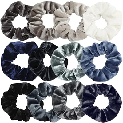Afbeelding van Belle Vous 12Pak Velours Knot Haar Scrunchies Zachte Pastel Banden Voor Dames Typen van Recht, Golvend, Krul, Pijpenkrul, Lang, Kort, Dik en Fijn Kleurrijk Elastiek Scrunchie Haarbanden