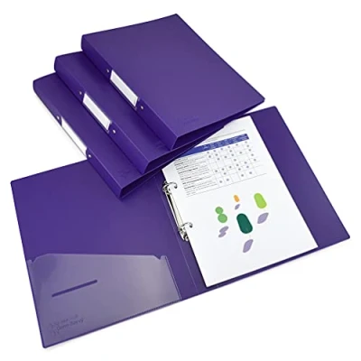 Afbeelding van Rapesco 1663 Germ Savvy Antibacterieel, A4 25 mm 2 rings PP Ringband, 35 Rug, Paars, Set van 4