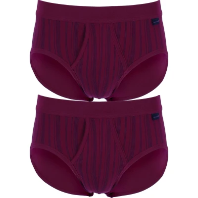 Afbeelding van SCHIESSER Original Classics sportslips (2 pack) Feinripp met gulp bordeaux rood gestreept Maat: XXL
