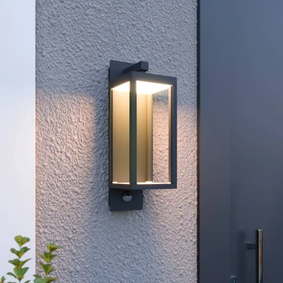 Afbeelding van Lucande Wandlampen buiten 1licht aluminium, glas H: 38 cm donkergrijs, helder Inclusief lichtbron