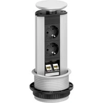 Afbeelding van EVOline 93100314 Stekkerdoostoren 2 voudig Zwart, Zilver Randaarde stekker 1 stuk(s)