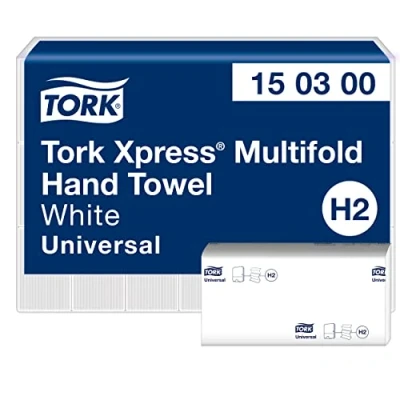 Afbeelding van Tork Xpress multifold papieren handdoeken 150300 H2 universele vouwhanddoeken meervoudig gevouwen, groot, 2 laags, wit 21 x 160 doeken