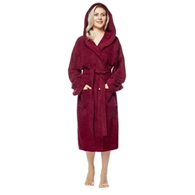 Afbeelding van Arus Pandora Damesbadjas met capuchon, Dames Maat: XL, Unisex L Bourgondy