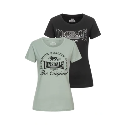 Afbeelding van Lonsdale Doppelpack Rowrah Tshirt print, Dames, Maat: XS, Black mint