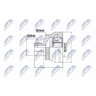Afbeelding van Homokineet reparatie set, aandrijfas NTY NPZ AU 043
