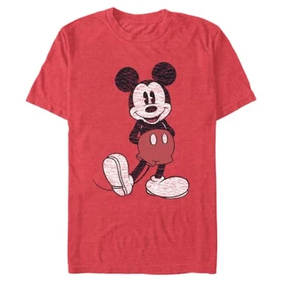 Afbeelding van Disney Heren Full Size Mickey Mouse Distressed Look T shirt, rood gemêleerd, XXL