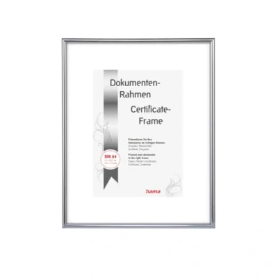 Afbeelding van Hama Fotolijst DIN A4 (21 x 29,7 cm), met papieren passe partout 15 20 cm, onbreekbaar kunststof glas, om op te hangen, zilver