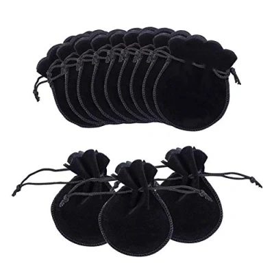 Afbeelding van NBEADS 200 Stuks Kleine Sieraden Bruiloft Gunst Tas Kalebasvorm Trekkoord Zakjes Fluwelen Zakken Snoep Geschenkzakken voor Kerstmis Verjaardagsfeest Gunsten, Zwart, 9x7cm