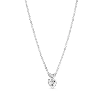 Afbeelding van Pandora 391229C01 Ketting Double Heart zilver zircona wit 45 cm