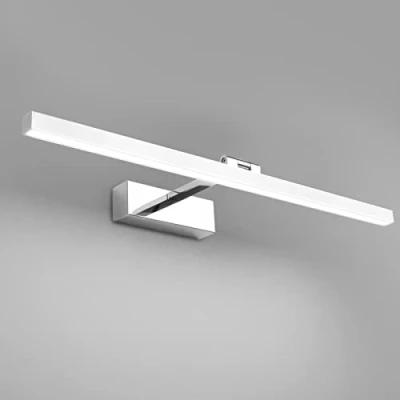 Afbeelding van Klighten LED spiegellamp badkamer 61cm, 180 graden draaibare wandlamp voor IP44, 18W 1170 lumen, badkamerlamp muur Roestvrij staal, Koud wit 6000K, Chroomkleurig