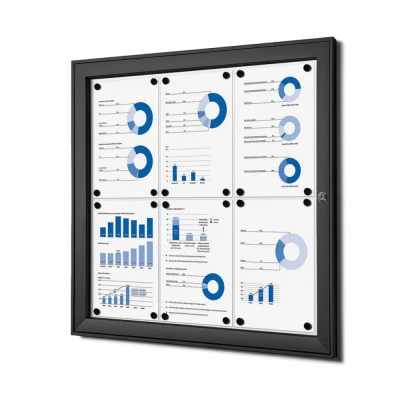 Afbeelding van Vergrendelbaar Notitiebord Indoor Zwart 6x A4