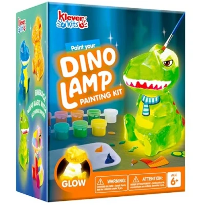 Afbeelding van Klever Kits Verf je eigen dinosaurus lamp kit, kunst en ambachten voor kinderen leeftijd 6 7 8 9 10 11 12, DIY nachtlampje schilderij meisjes speelgoed 6+,