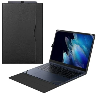 Afbeelding van Fintie Hoes voor 15,6 inch Samsung Galaxy Book2 Pro 360 NP950QED/Galaxy NP950XED/Galaxy Book NP950QDB/Galaxy NP950XDB Premium PU Lederen Portfolio Cover, Zwart
