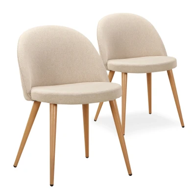 Afbeelding van Set van 2 Maury Scandinavische stoelen, beige stof Menzzo