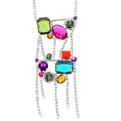 Afbeelding van Behave ketting Gekleurde stenen Nikkelvrij Modeaccessoire
