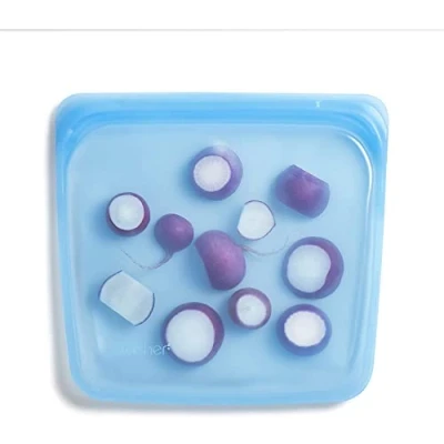 Afbeelding van Stasher Sandwichzak (Topaz) Herbruikbare diepvrieszakken voor reizen en voedselopslag Siliconen plastic voedselzakken 21cm x 20,3cm 1,3cm/440ml