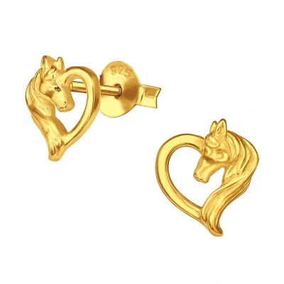 Afbeelding van La Rosa Princesa Paard Oorbellen Hartje Zilver Goud Plating Paardenhoofd