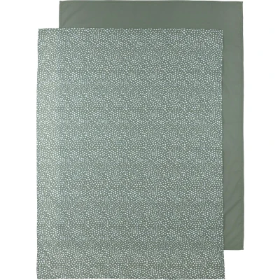 Afbeelding van Meyco baby wieglaken set van 2 Cheetah/Uni 75x100 cm forest green