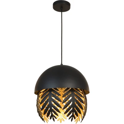 Afbeelding van Lucande hanglamp 1licht IJzer H: 35 cm E27 zwart, goud
