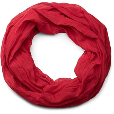 Afbeelding van styleBREAKER lichte unikleurige lussen sjaal, zijdezacht, uniseks 01016076, Kleur:Rood