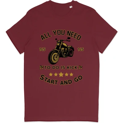Afbeelding van T Shirt Heren Motorrijder Biker Bordeaux Rood 3XL