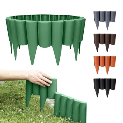 Afbeelding van GARDENIX 2,5 m houtlook perkrand perkborder gazonrand tuinpalissade perkhek (2,5 m, groen)
