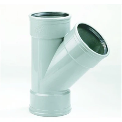 Afbeelding van Dyka T stuk 3x mof 45 manchetverbinding klasse 41 PVC grijs keurmerk BRL52100/BRL52200 160 x 160mm