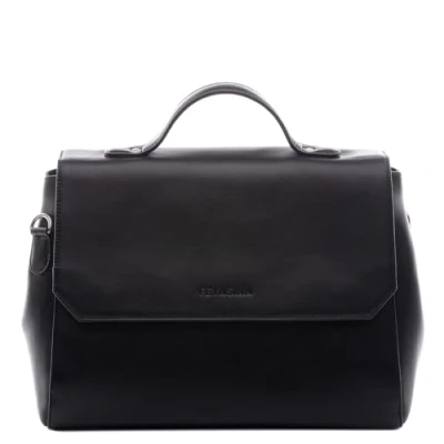 Afbeelding van FEYNSINN ELLEN zakelijke tas van premium leer I laptoptas voor dames 13 inch laptop laptopvak aktetas zwart handgemaakt, zwart, Medium
