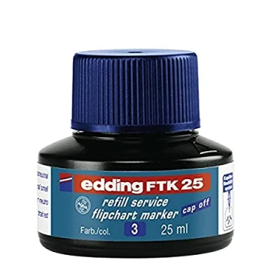 Afbeelding van edding FTK 25 navulinkt blauw ml met capillairsysteem ideaal voor het schoon en ongecompliceerd bijvullen van bijna alle flipchart markers