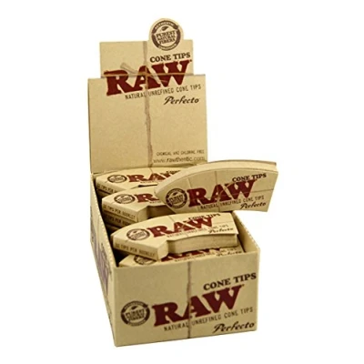 Afbeelding van RAW Tips Cone Perfecto conische ongebleekte filtertips slim geperforeerd 10 boekjes