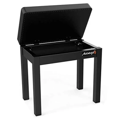 Afbeelding van Audibax KB200B zitbank voor piano of toetsenbord, met schuim gevoerd, hoogte 49 cm, pianobank opbergruimte, robuust en licht
